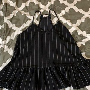 Black with white stripes loose tank top